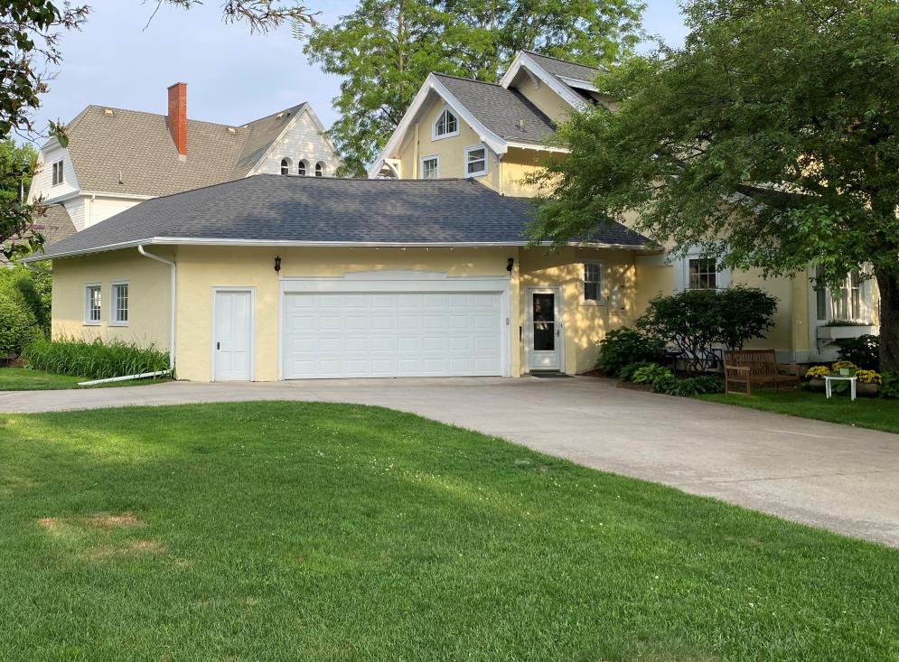 Original garage doors on 9th Street side